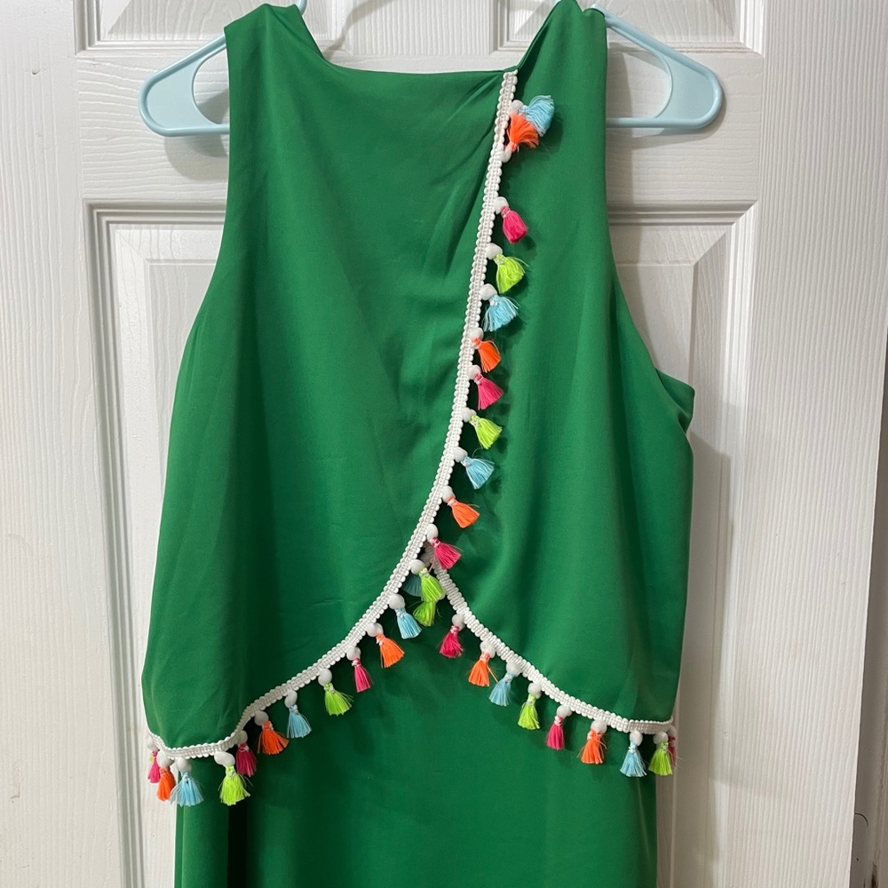 Green POM dress